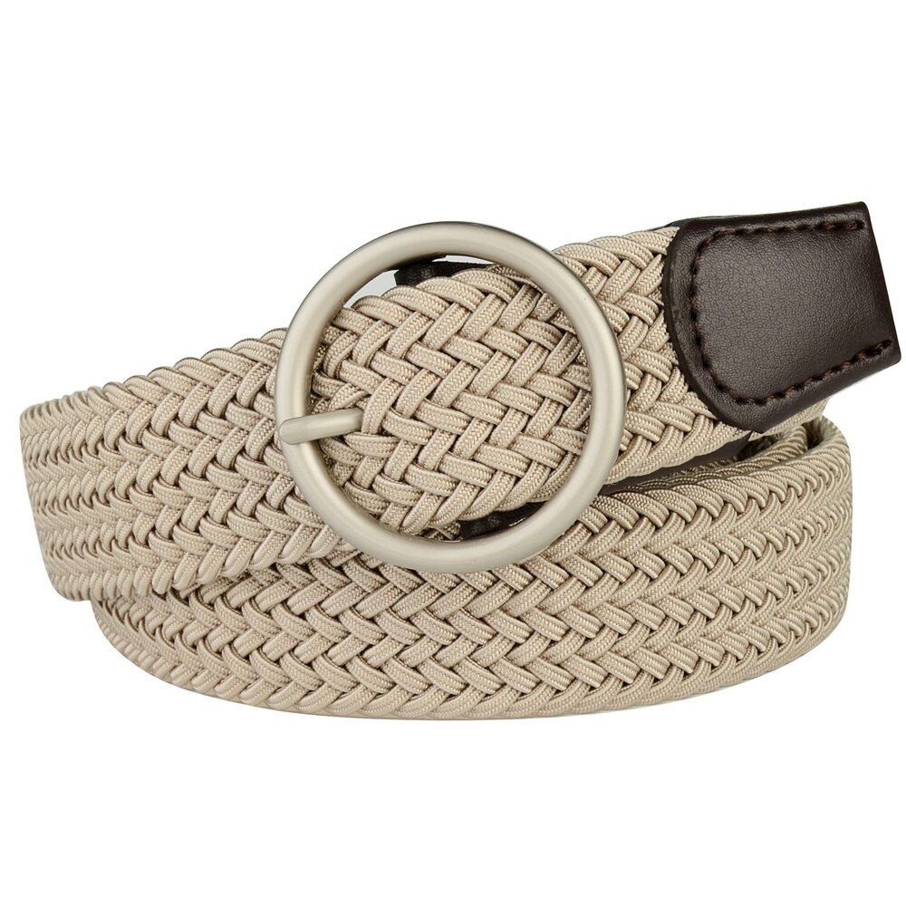 1938 Plus Size Belts 47'' Ladies Woven Stretch Ladies Elastic Waist Belt Beige